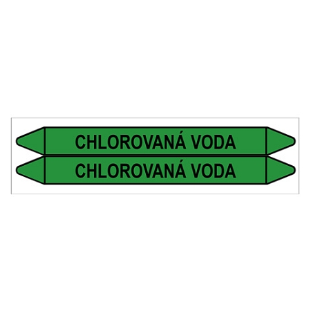 Značení potrubí, chlorovaná voda,2 ks, 450 × 52 mm